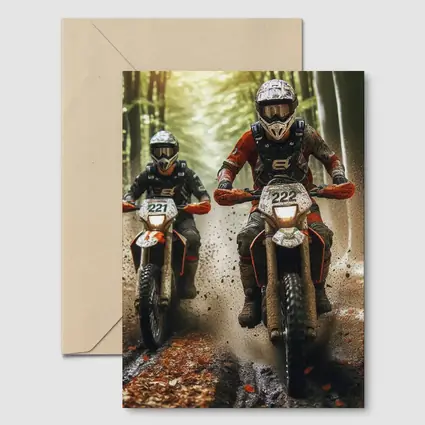 Motocross Riders Racing Through Muddy Forest