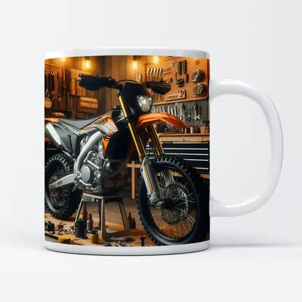 KTM Dirt Bike Orange Workshop Garage Scene