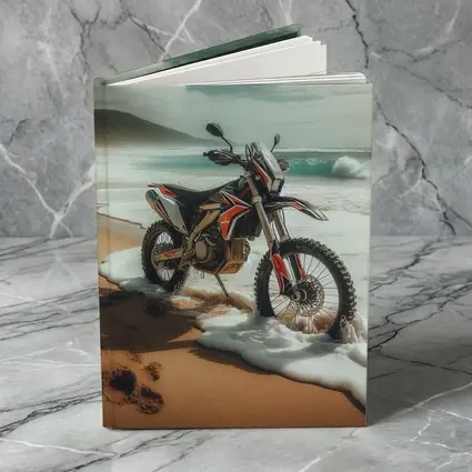 Dirt Bike Parked on Sandy Ocean Beach