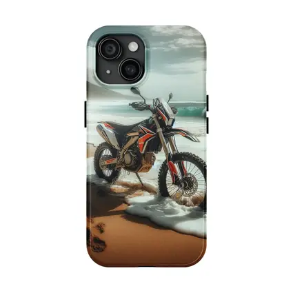 Dirt Bike Parked on Sandy Ocean Beach
