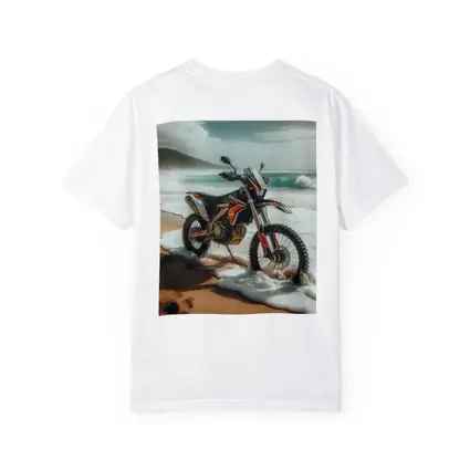 Dirt Bike Parked on Sandy Ocean Beach