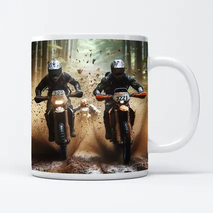 Motocross Dirt Bikes Racing Through Forest