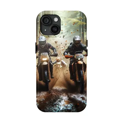 Motocross Dirt Bikes Racing Through Forest