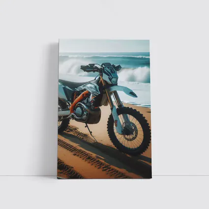 KTM Dirt Bike Parked on Sandy Beach