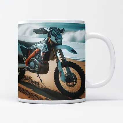 KTM Dirt Bike Parked on Sandy Beach