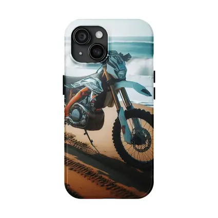KTM Dirt Bike Parked on Sandy Beach