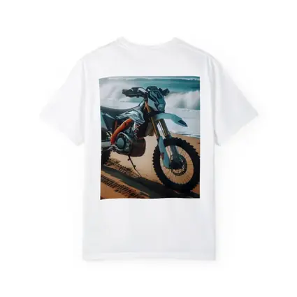 KTM Dirt Bike Parked on Sandy Beach