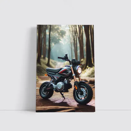 Mini Dirt Bike Parked In Misty Forest