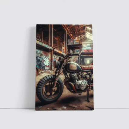 Cafe Racer Motorcycle Abandoned Graffiti Warehouse