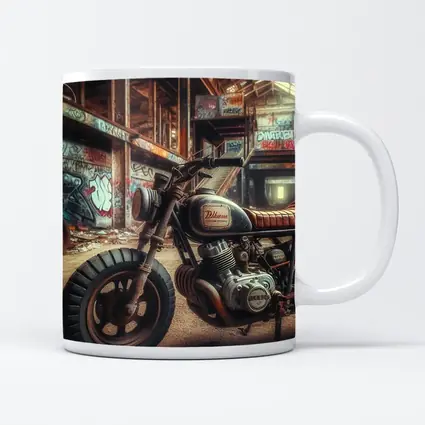 Cafe Racer Motorcycle Abandoned Graffiti Warehouse