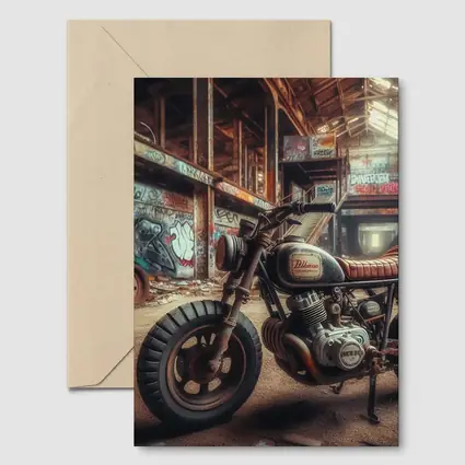 Cafe Racer Motorcycle Abandoned Graffiti Warehouse