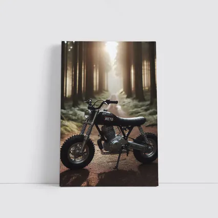 Mini Scrambler Motorcycle Parked Forest Path