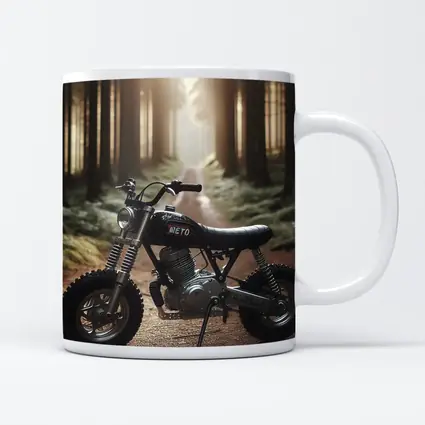 Mini Scrambler Motorcycle Parked Forest Path
