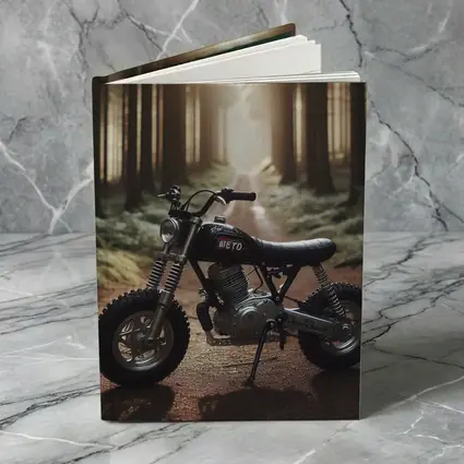 Mini Scrambler Motorcycle Parked Forest Path