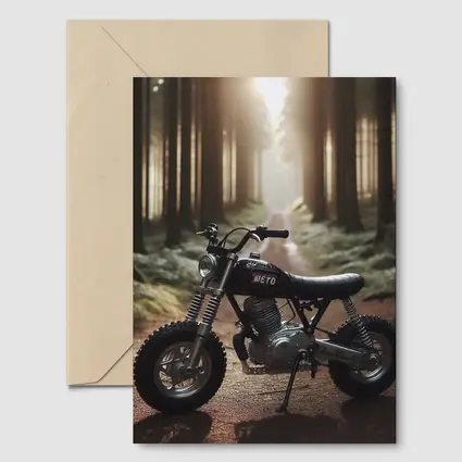 Mini Scrambler Motorcycle Parked Forest Path