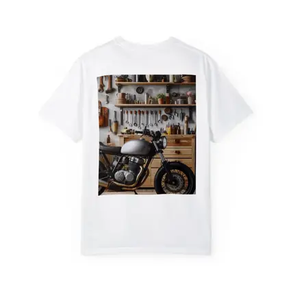 Cafe Racer Motorcycle in Workshop Garage