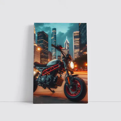 Mini Bike Red Frame City Night