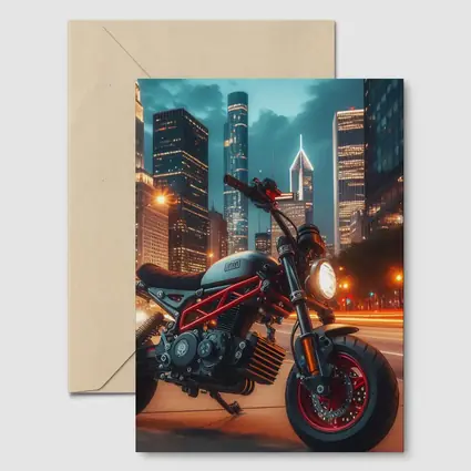 Mini Bike Red Frame City Night