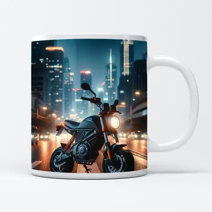 Street Motorcycle Parked City Night Lights