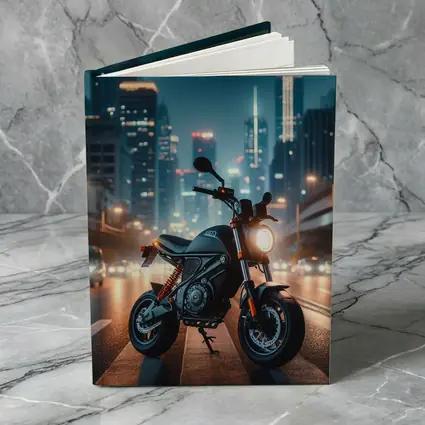 Street Motorcycle Parked City Night Lights