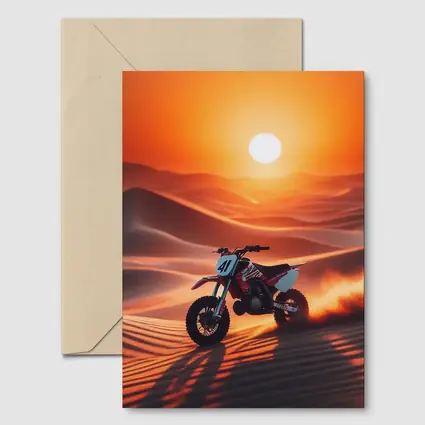 Dirt Bike Riding Desert Dunes Sunset