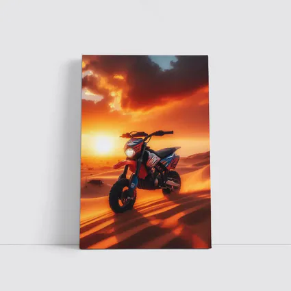 Dirt Bike On Desert Dunes Sunset
