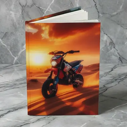 Dirt Bike On Desert Dunes Sunset