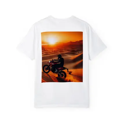 Motocross Rider Drifting Desert Sand Dunes Sunset