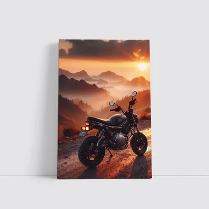 Cafe Racer Motorcycle Mountain Sunset Landscape
