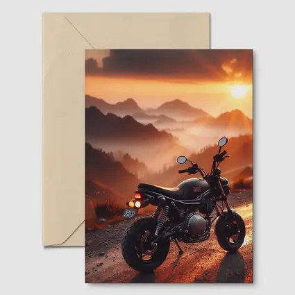 Cafe Racer Motorcycle Mountain Sunset Landscape