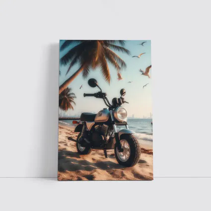 Mini Motorcycle Parked On Tropical Beach