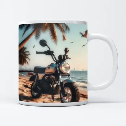 Mini Motorcycle Parked On Tropical Beach