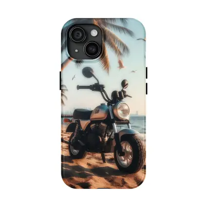 Mini Motorcycle Parked On Tropical Beach
