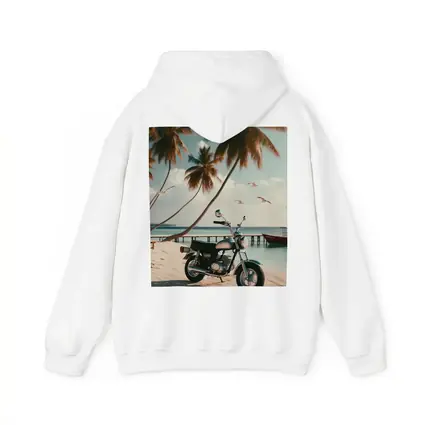 Vintage Motorcycle Parked On Tropical Beach