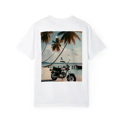 Vintage Motorcycle Parked On Tropical Beach