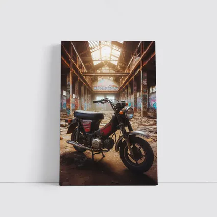 Vintage Motorcycle Abandoned Warehouse Graffiti Walls