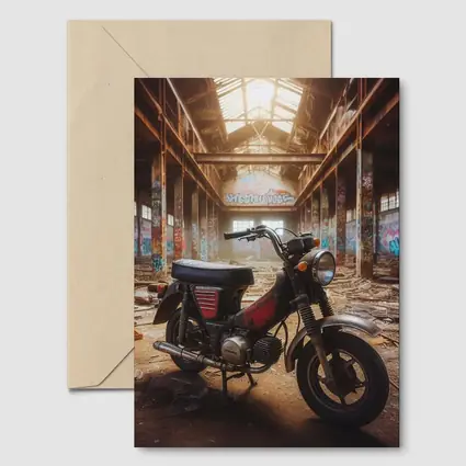 Vintage Motorcycle Abandoned Warehouse Graffiti Walls