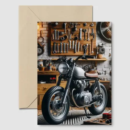 Cafe Racer Motorcycle Vintage Garage Workshop
