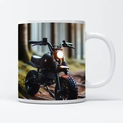 Dark Scrambler Motorcycle Parked Forest Floor