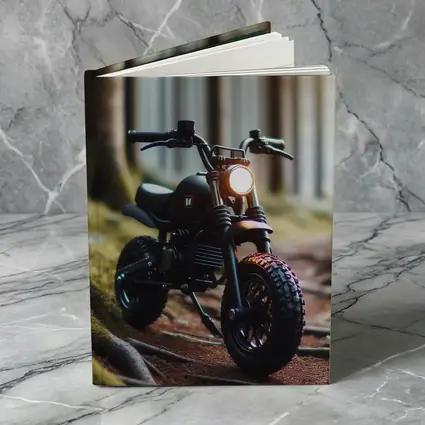 Dark Scrambler Motorcycle Parked Forest Floor