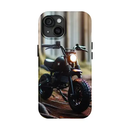 Dark Scrambler Motorcycle Parked Forest Floor