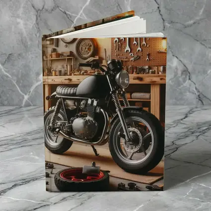 Cafe Racer Motorcycle In Vintage Workshop Garage