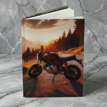 Cafe Racer Motorcycle Sunset Mountain Road