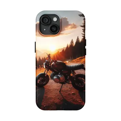 Cafe Racer Motorcycle Sunset Mountain Road