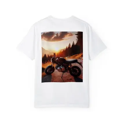 Cafe Racer Motorcycle Sunset Mountain Road