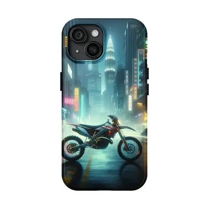 Dirt Bike Neon City Street Night