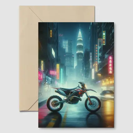 Dirt Bike Neon City Street Night