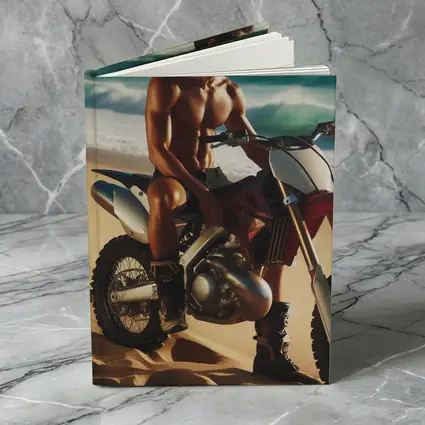 Shirtless Man on Dirt Bike Beach