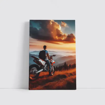 Dirt Bike Rider Mountain Sunset Overlook