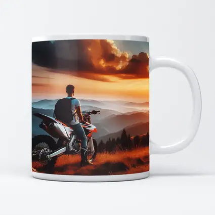 Dirt Bike Rider Mountain Sunset Overlook